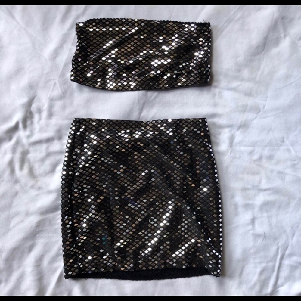 2 Piece Sequin Skirt Set